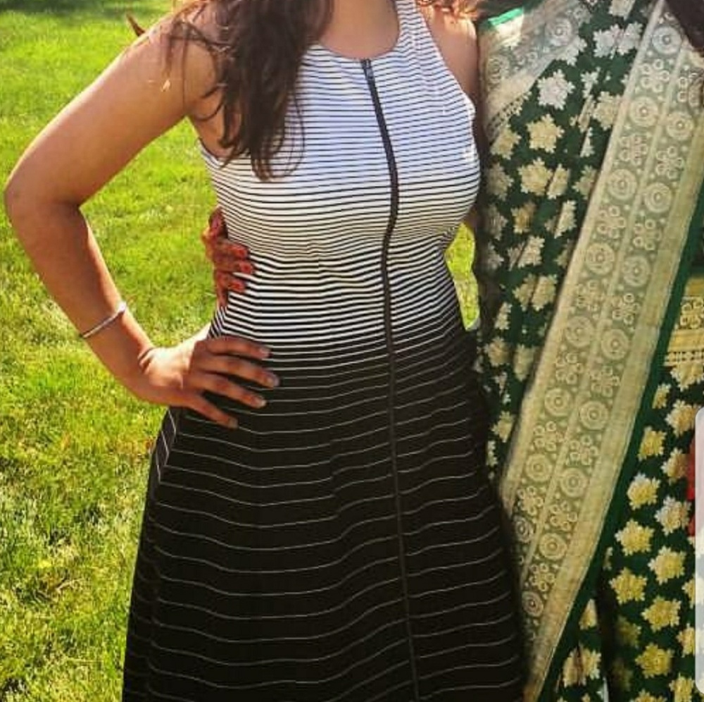 BCBG black + white zip dress